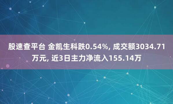 股速查平台 金凯生科跌0.54%, 成交额3034.71万元, 近3日主力净流入155.14万