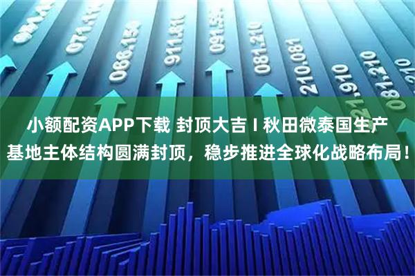 小额配资APP下载 封顶大吉 I 秋田微泰国生产基地主体结构圆满封顶,稳步推进全球化战略布局!