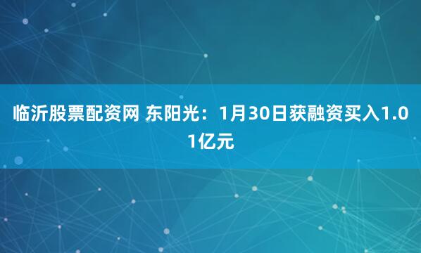 临沂股票配资网 东阳光：1月30日获融资买入1.01亿元